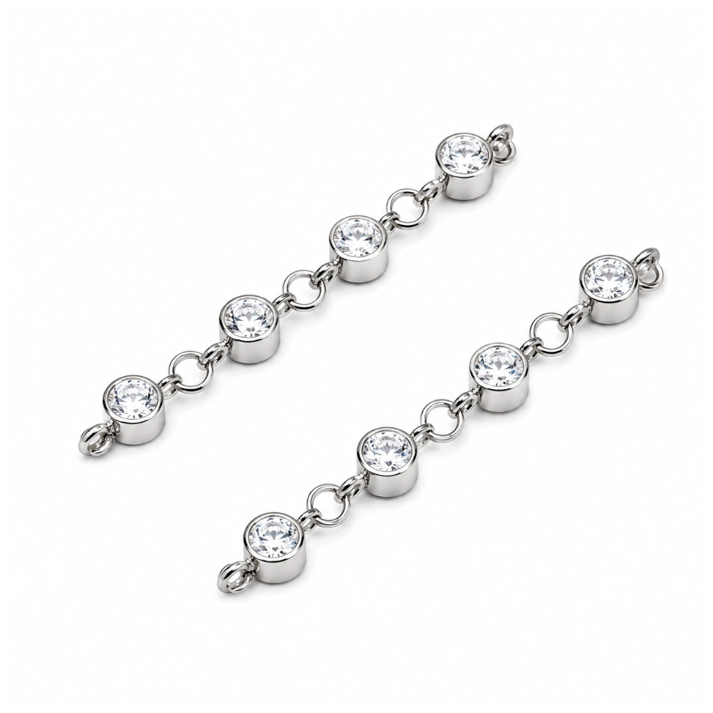 Piercing Charm Titane ASTM F136 Premium Chaine 4 Strass Rond 42 mm – Accessoire pour Piercing*