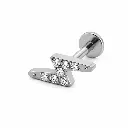 Piercing Labret Titane ASTM F136 – Labret 563 Filetage Interne Stérile & Embout Eclair Strass*