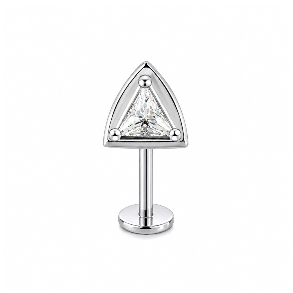 Labret Titane Grade Implant 0.9 mm Filetage Interne avec Embout Triangle Strass*