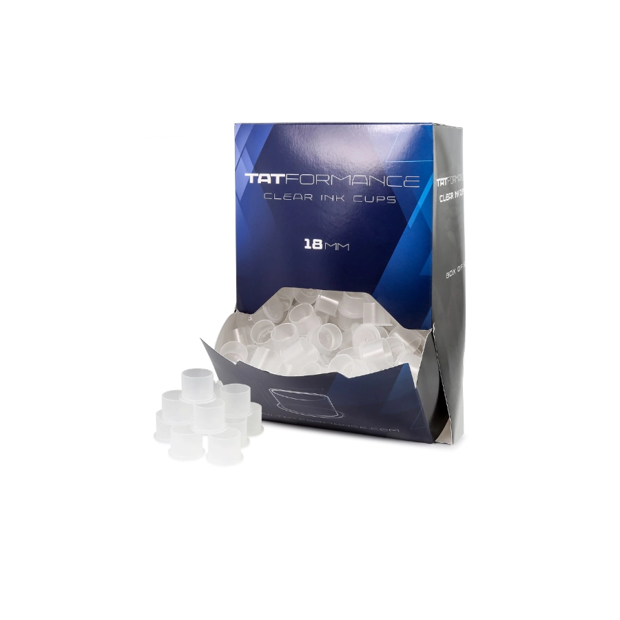 Capsule Encre Tattoo - Tatformance clear ink cups boîte distributrice 500 caps godet a fond plat