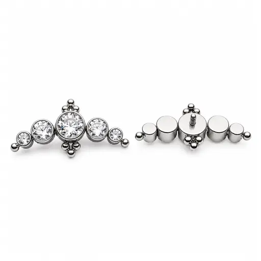 Piercing Embout Titane ASTM F136 Premium Courbe Strass et Perles 11 mm – Pas de vis interne*