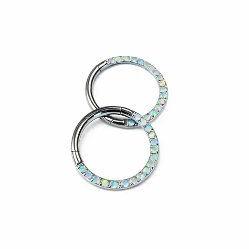 Piercing Anneau Titane ASTM F136 Premium – Clicker 39 avec Fermeture à Charnière Sertie Strass Couleur Qualité Implant*