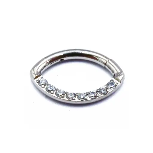[i_anneau_sterile-STXA80 -FB-0561] Piercing Anneau - Titane F136 Stérile - Anneau 80 en titane motif ballon de rugby strass 1,2 x 8 mm