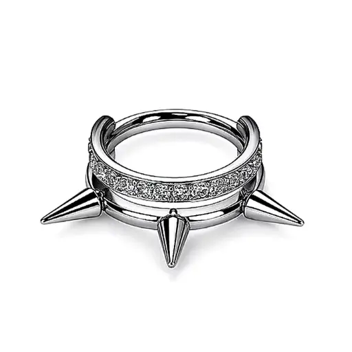 Piercing Anneau - Titane F136 Stérile - Clicker 1622 avec fermeture à charnière strass et pointe 1,2 x 8 mm*