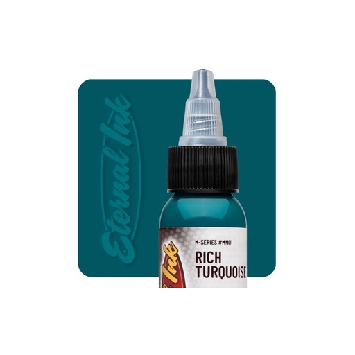 [b_NON_REACH_encre_eternal_rich_turquoise] Encre Entrainement Tattoo Bleue - Eternal Ink M Série Rich Turquoise - Encre artistique pour entrainement au tatouage NON REACH 30 ml