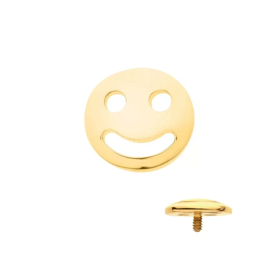 [iv_GOLD_embout_38-tip24ktd729] Piercing Embout - Titane F136 24KT Gamme Invictus - Embout 38 avec pas de vis interne 0,9 mm pour piercing 1,2 mm smiley*