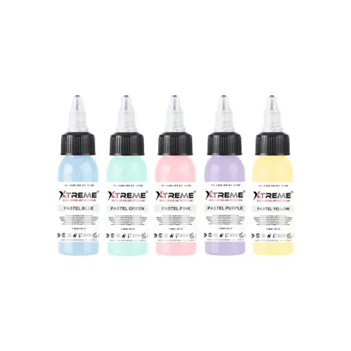 [tl_REACH_encre_xtreme_pastel_colour_set] Set Encre Tattoo - Xtreme Pastel Colour - Mélange pour le tatouage reach 5 x 30 ml*