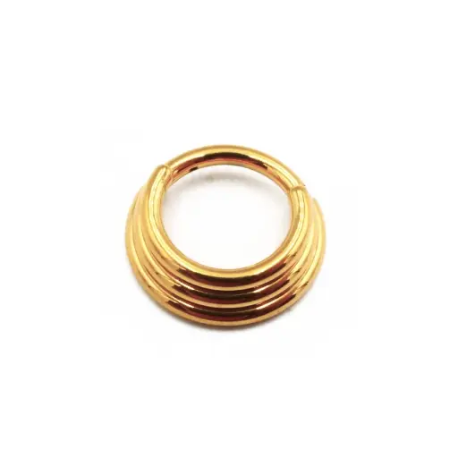 [P1-i_anneau_sterile_gold_73-STVXA73] Piercing Anneau - Titane F136 Gold Stérile - Anneau 73 en titane pvd gold motif jalonné