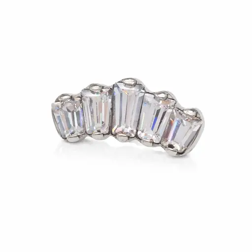 Piercing Embout Titane ASTM F136 Premium – Embout 109 Filetage Interne & Cluster 5 Strass 4 mm largeur 10 mm pour Piercing 1,2 mm* 