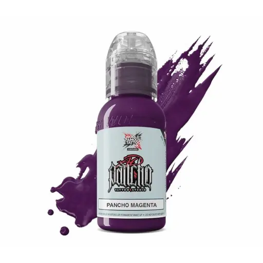 [ki_encre_world_famous_pancho_magenta-LTPMA1-S] Encre de Tatouage Violette World Famous Pancho Magenta – Conforme REACH – Pigment Professionnel Haute Intensité* 
