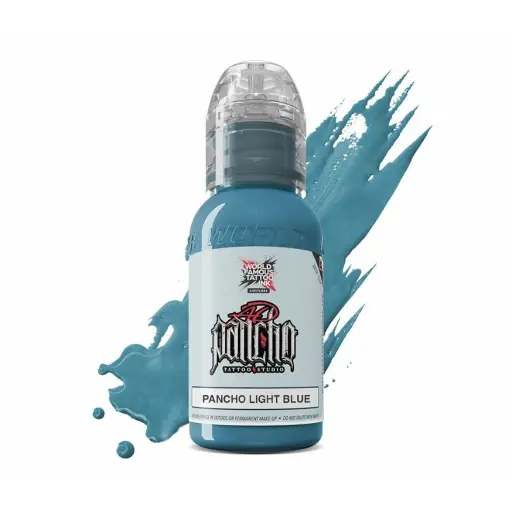 [ki_encre_world_famous_pancho_light_blue-LTPLB1-S] Encre de Tatouage Bleue World Famous Pancho Light Blue – Conforme REACH – Pigment Professionnel Haute Intensité* 