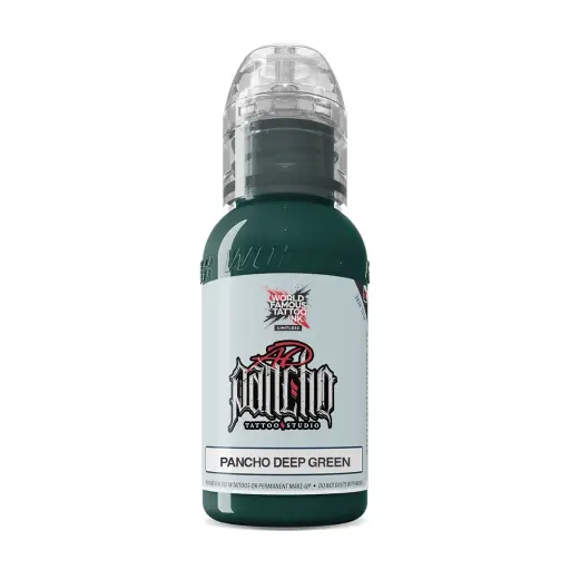 [ki_REACH_encre_world_pancho_deep_green-LTPDG1-S] Encre de Tatouage Verte World Famous Pancho Deep Green – Conforme REACH – Pigment Professionnel Haute Intensité* 