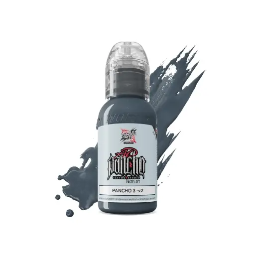 [ki_REACH_encre_world_pancho_grey_3-LTP3V21-S] Encre de Tatouage Grise World Famous Pancho 3 V2 – Conforme REACH – Pigment Professionnel Haute Intensité* 
