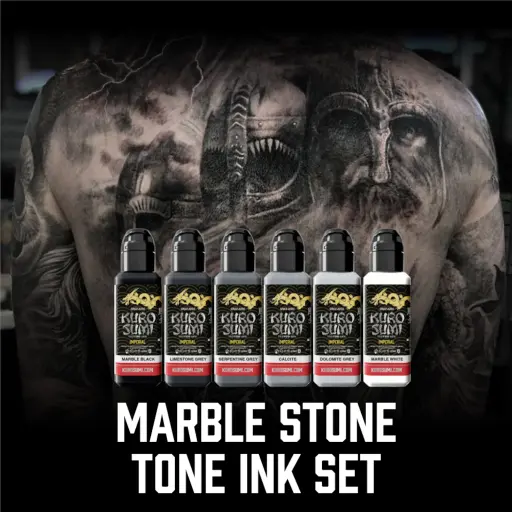 [ki_REACH_set_set_encre_kuro_marble_stone-IMMS1.5-S] Set Encre Tatouage - Kuro Sumi Imperial Marble Stone Tone - Mélange pour le tatouage encre reach 6 x 44 ml*