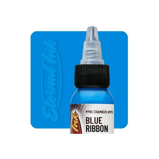 [b_NON_REACH_encre_eternal_blue_ribbon-731259] Encre Entrainement Tattoo Bleue - Eternal Ink Myke Chambers Blue Ribbon - Encre artistique pour l'entraînement au tatouage NON REACH 30 ml*