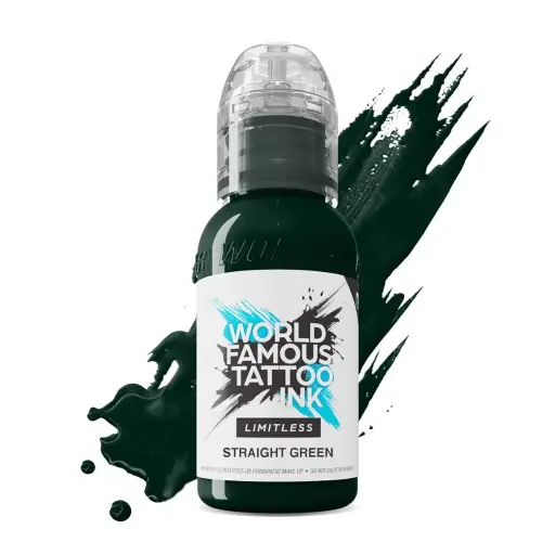 [ki_encre_world_famous_straight_green-LTSG1-S] Encre de Tatouage Verte World Famous Straight Green – Conforme REACH – Pigment Professionnel Haute Intensité* 
