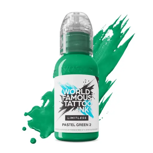 [ki_encre_world_famous_pastel_green_2-LTPG21-S] Encre de Tatouage Verte World Famous Pastel Green 2 – Conforme REACH – Pigment Professionnel Haute Intensité* 