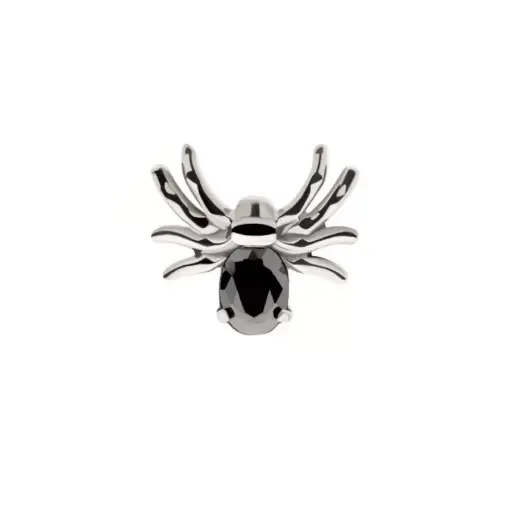 [iv_embout_04-titd7388_16wo] Piercing Embout - Titane F136 Gamme Invictus - Embout 4 avec pas de vis interne 0,9 mm pour piercing 1,2 mm  araignée strass zircone*