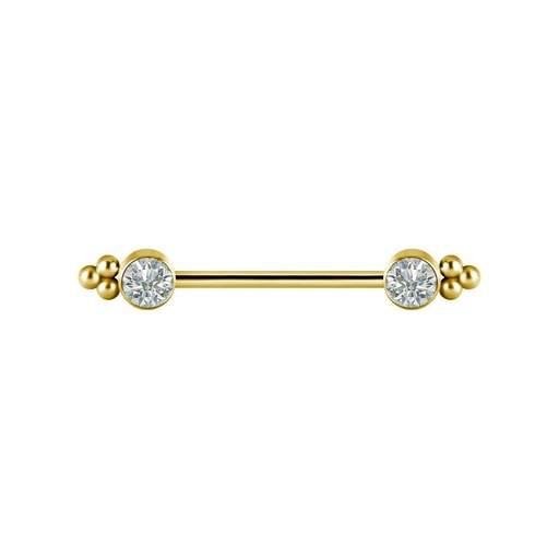 BARBELL VIS INTERNE TITANE PVD GOLD STRASS ZIRCONIA DEVILHEART