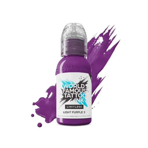 [ki_REACH_encre_world_famous_light_purple_3-LTLPU31-S] Encre de Tatouage Violette World Famous Light Purple 3 – Conforme REACH – Pigment Professionnel Haute Intensité* 