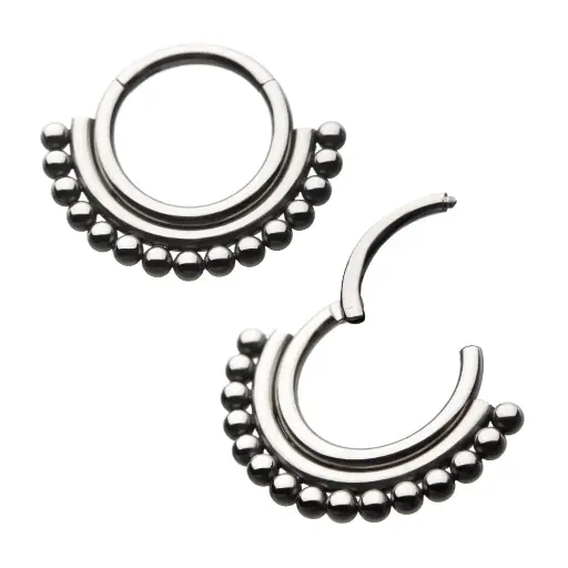 [iv_anneau_titane_7-TISGRHB0161] Piercing Anneau Titane F136 Gamme Invictus - Clicker 7 avec fermeture à charnière cerclage de perles