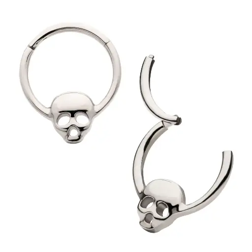 [iv_anneau_04-TISGRHSKL] Piercing Anneau - Titane F136 Gamme Invictus - Anneau 4 avec fermeture à charnière tête de mort 1,2 x 10 mm*