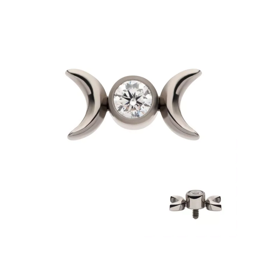 [iv_embout_12-titd56c] Piercing Embout - Titane F136 Gamme Invictus - Embout 12 avec pas de vis interne 0,9 mm pour piercing 1,2 mm double lune strass*