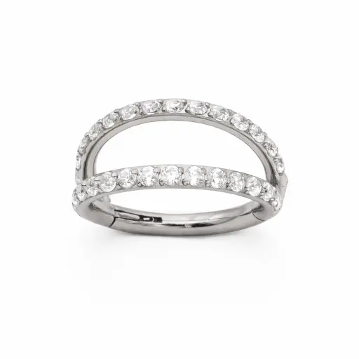Piercing Anneau Titane ASTM F136 Premium – Clicker 58 avec Fermeture à Charnière Double Cerclage Sertie Strass Qualité Implant*