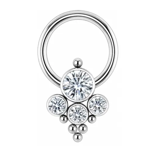 [p_anneau_titane-TBCH03] Piercing BCR Titane Strass – Idéal Smiley – Bijou Professionnel 1,2 x 8 mm