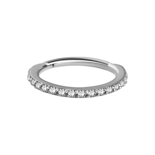 Piercing Anneau - Acier 316L - Anneau clicker à charnière avec strass blanc de Swarovski*