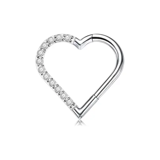 Piercing Anneau - Titane Astm F136 - Clicker 95 avec fermeture à charnière cœur strass*