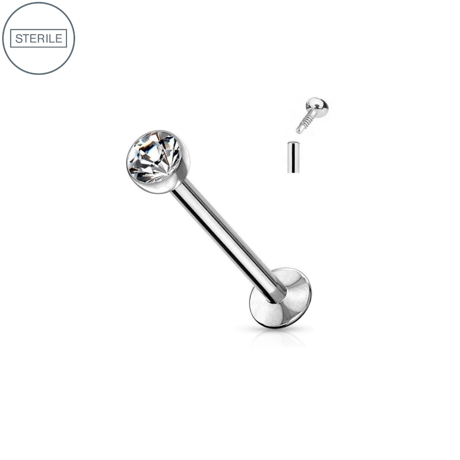Piercing Labret - Titane F136 Interne Stérile - Piercing en titane avec pas de vis interne et bille strass