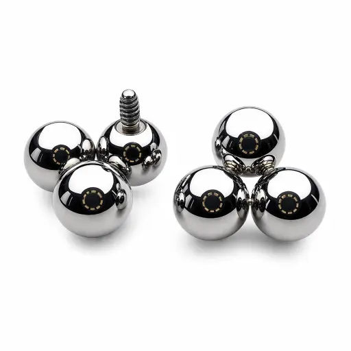 Piercing Embout Titane ASTM F136 Premium Pyramide 3 Billes – Pas de vis interne 0,9 mm pour Piercing 1,2 mm*