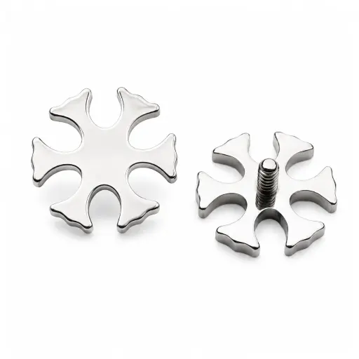 [E7-ns_embout_int_0.9mm-P098-09] Piercing Embout Titane ASTM F136 Premium Flocon 6 mm – Pas de vis interne 0,9 mm pour Piercing 1,2 mm*