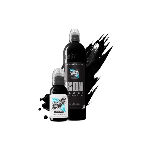 Encre de Tatouage Noire World Famous Obsidian Outlining – Conforme REACH – Pigment Professionnel Haute Intensité*