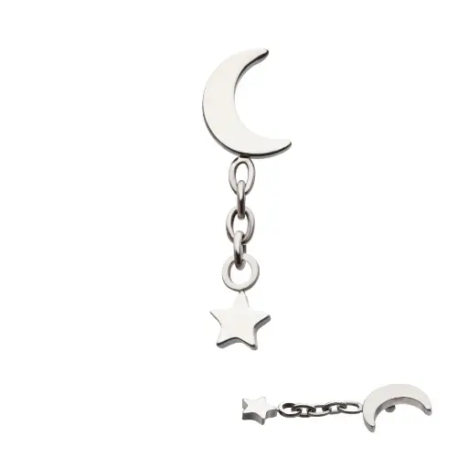 [iv_embout_35-TITD7383] Piercing Embout - Titane F136 Gamme Invictus - Embout 35 avec pas de vis interne 0,9 pour piercing 1,2 mm lune avec pendentif étoile*