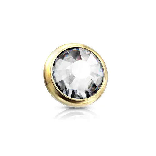 Piercing Embout - Titane Gold G23 - Embout pour micro dermal avec strass aurore boréal*