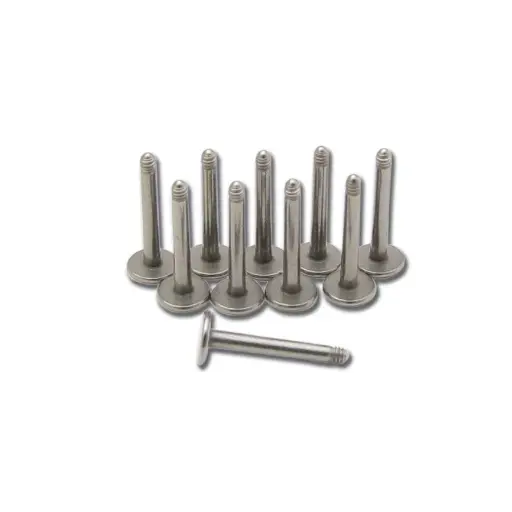 Piercing Labret - Titane Gamme Itc - Lot de 10 labrets sans bille disque 4mm*