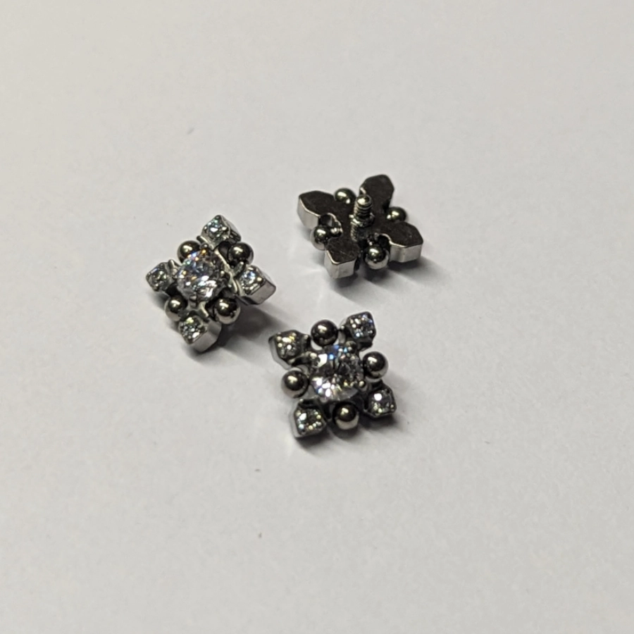 [ns_embout_232-p232_09] Piercing Embout - Titane F136 Gamme Hand Ink - Embout 232 avec pas de vis interne 0,9 mm pour piercing 1,2 mm flocon strass 5 mm*