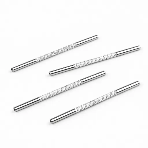 Base Barbell Titane ASTM F136 Premium – Filetage Interne & Sertie de 10 Strass*