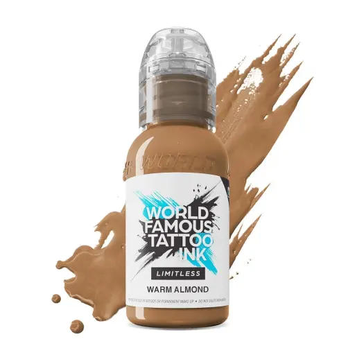 [ki_REACH_encre_world_warm_almond-LTPRWA1-S] Encre de Tatouage Marron World Famous Warm Almond – Conforme REACH – Pigment Professionnel Haute Intensité* 