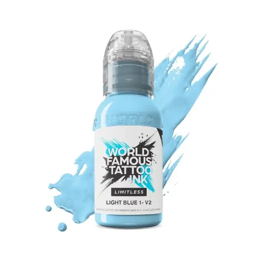 [ki_REACH_encre_world_light_blue_1_v2-LTLB1V21-S] Encre de Tatouage Rouge World Famous Light Blue 1 V2 – Conforme REACH – Pigment Professionnel Haute Intensité* 
