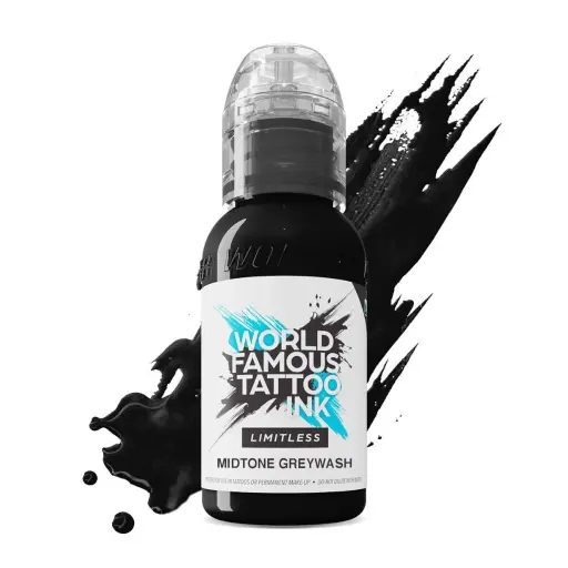 Encre de Tatouage Noire World Famous Midtone Greywash – Conforme REACH – Pigment Professionnel Haute Intensité* 