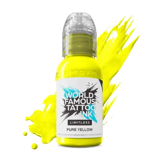 [ki_encre_world_famous_pure_yellow-LTPY1-S] Encre de Tatouage Jaune World Famous Pure Yellow – Conforme REACH – Pigment Professionnel Haute Intensité*