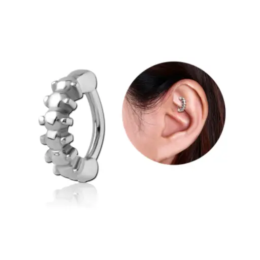 [p_anneau_acier_rook-TIPRH001] Piercing Anneau - Acier 316L - Clicker rook avec fermeture à charnière 1,2 x 6 mm*