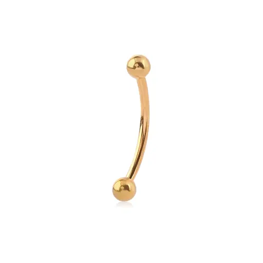 Piercing Banane - Acier 316L Gold- Banane avec pas de vis externe et bille*