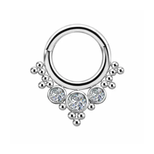 Anneau Clicker Titane Zirconia DEVILHEART® – Piercing Haut de Gamme Résistant & Brillant*