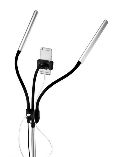 [i_daylight_smartphone_gemini] Daylight Double Lampe Led Gemini - Lampe sur pied avec support pour smartphone