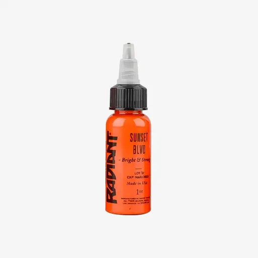 [in_encre_radiant_sunset] Encre Entrainement Tattoo Orange - Radiant Ink Sunset Blvd - Encre artistique pour entrainement au tatouage NON REACH 30 ml*