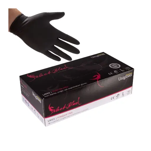 Gant Tatouage - Unigloves Tattoo Glove - Boite de 100 gants en latex noir non poudre*